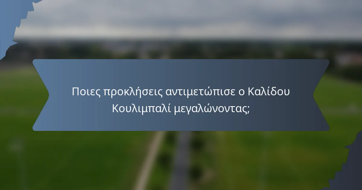 Ποιες προκλήσεις αντιμετώπισε ο Καλίδου Κουλιμπαλί μεγαλώνοντας;